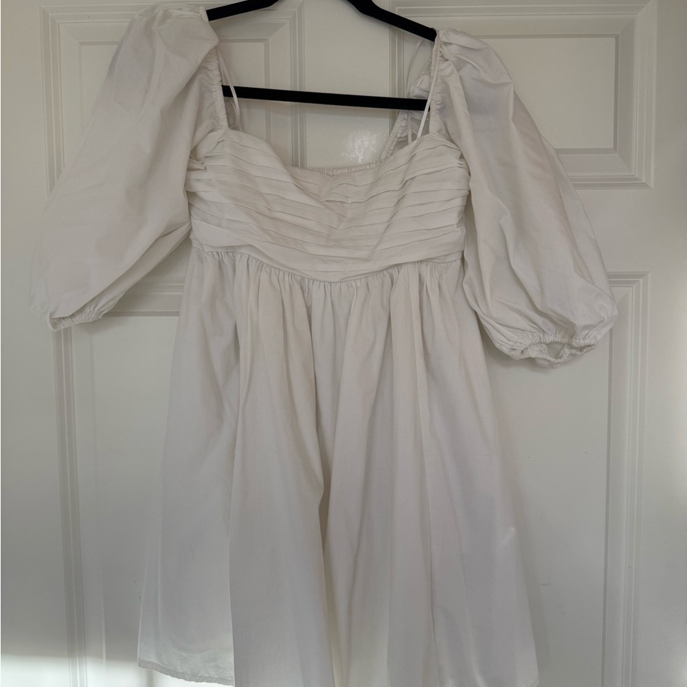 White Puff Sleeve Mini Dress